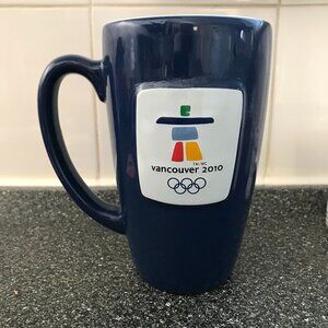 2010 Winter Olympic Games Vancouver Canada Tall Coffee Mug Blue Embossed 16 oz